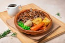 pulled beef roast dinner – yorkshire bowl.