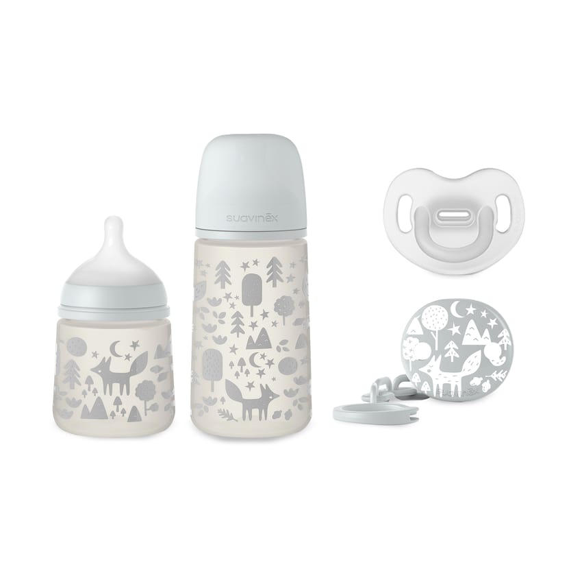 Suavinex Set 270+150+silcone 0/6+clip Fox