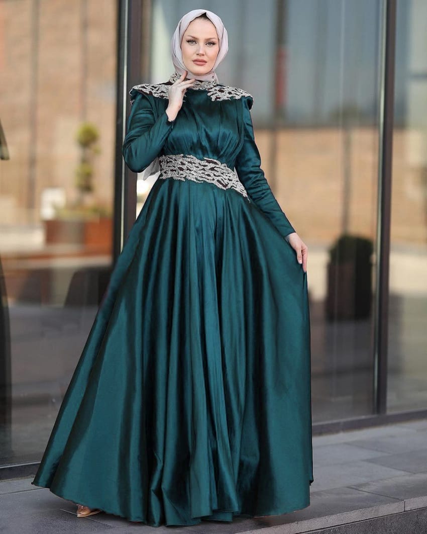 green emerald velvet dress Aaliyah Satin Evening Dress — Modest Formal Occasion