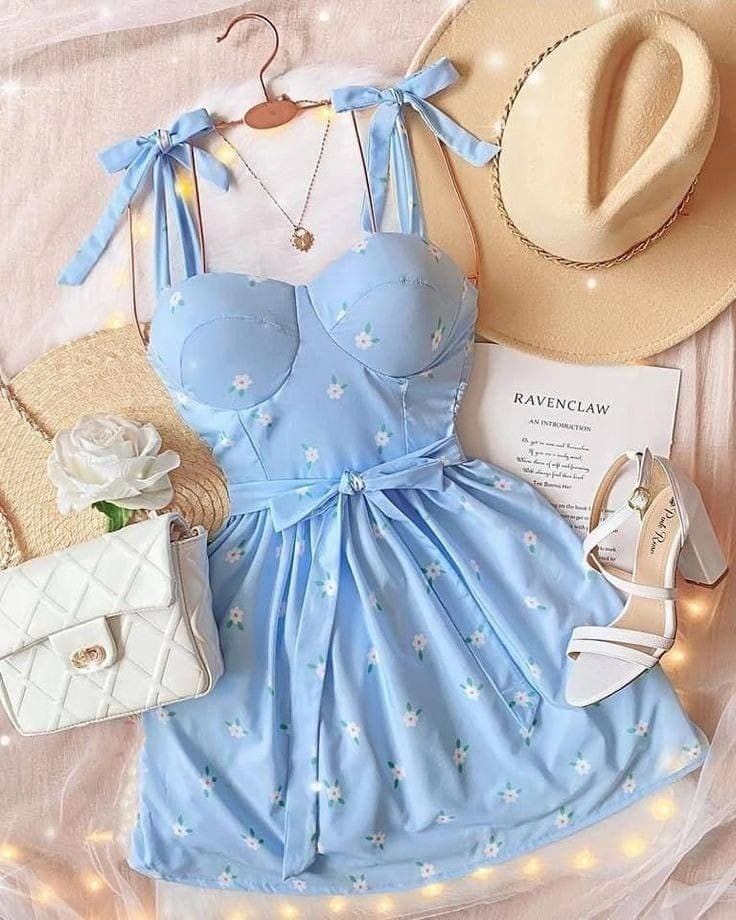 aesthetic blue dress Harajuku Kawaii Fashion Aesthetic Summer Soft Girl Blue Knit Dress – The  Kawaii Factory main image 0