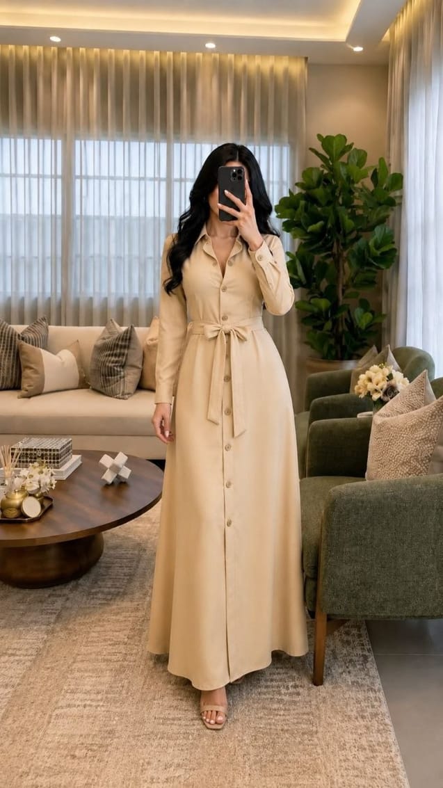 Modanova » Summer dress for veiled women, beige 6179