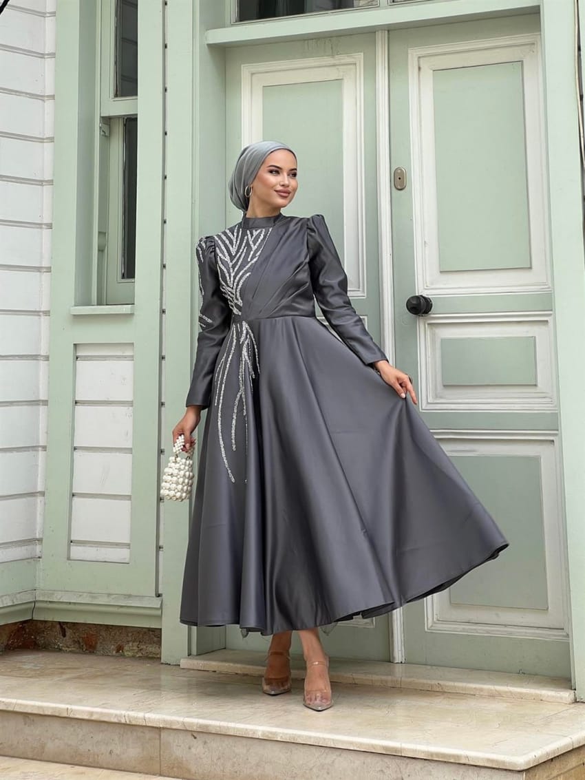 veiled satin dress XS / 54"