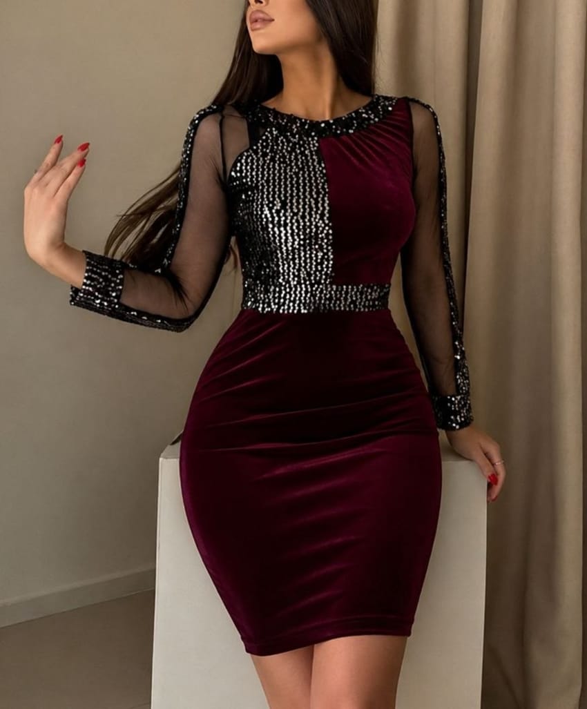 Modanova » Short burgundy velvet evening dress 31462