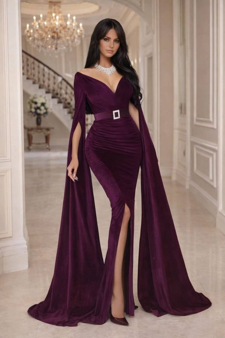 Modanova Burgundy velvet evening dress 32932 Modanova Burgundy velvet evening dress 32932