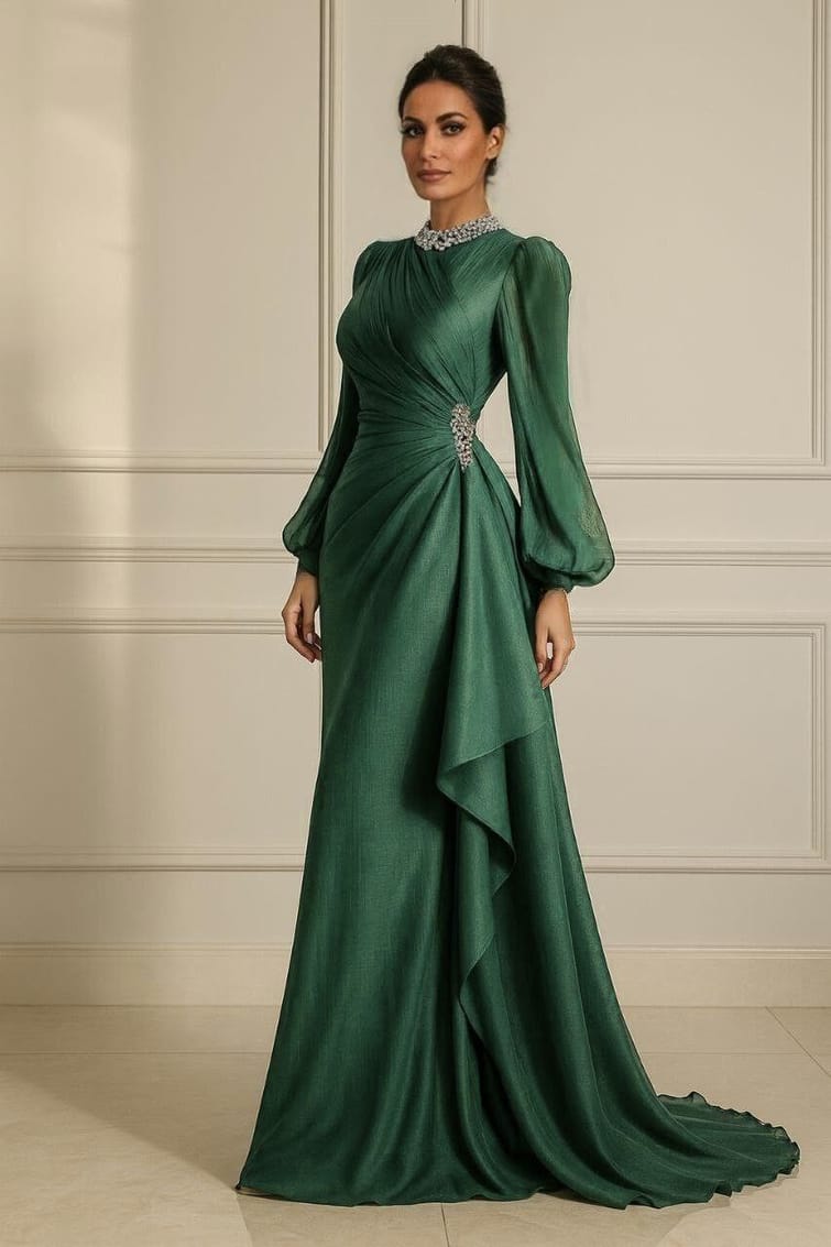Modanova  Green organza evening dress 3058
