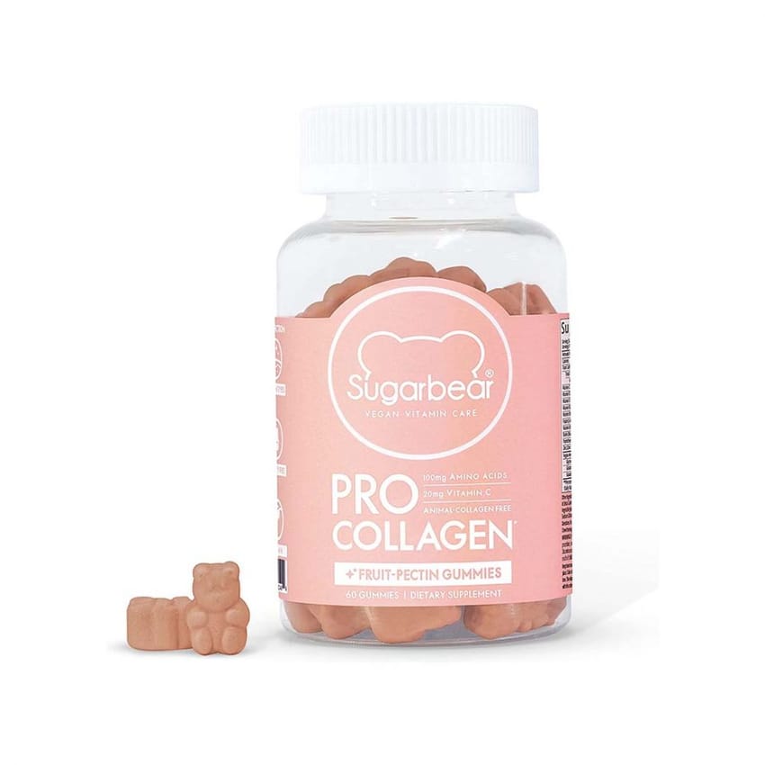 Sugar Bear Hair ProCollagen, Vegan Collagen Gummies Vitamins 1 Month Supply 60 pieces
