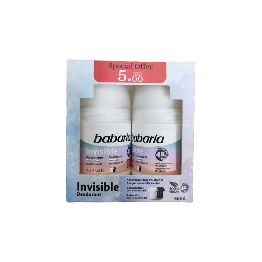 Babaria Invisible Roll On Deodorant Duo Box Offer | deodorant | babaria