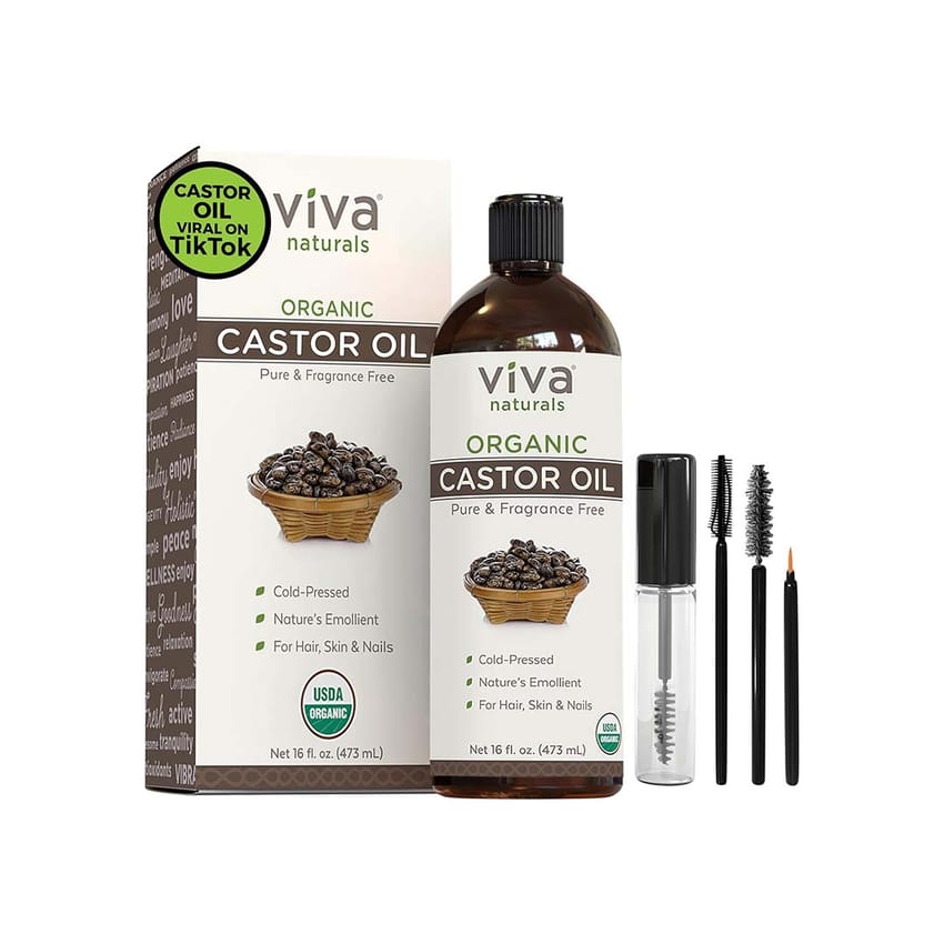 Viva Organic Castor Oil for Eyelashes and Eyebrows USDA Cert | hair-treatment | lash-care | eyelashes | eyebrow
