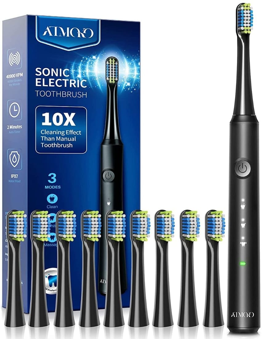 Electric Toothbrush with 10 Duponts Brush Heads, 40000 VPM