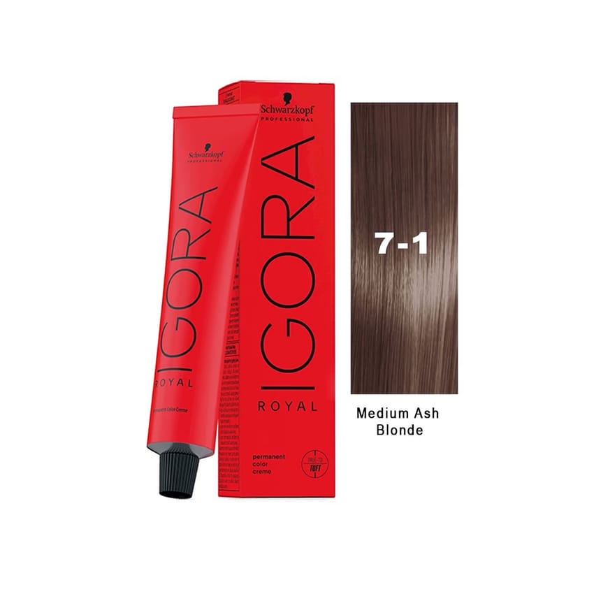 صبغة شعر إيغورا رويال مع أوكسي 60 مل 7/1 أشقر متوسط رمادي | hair-color | igora-color