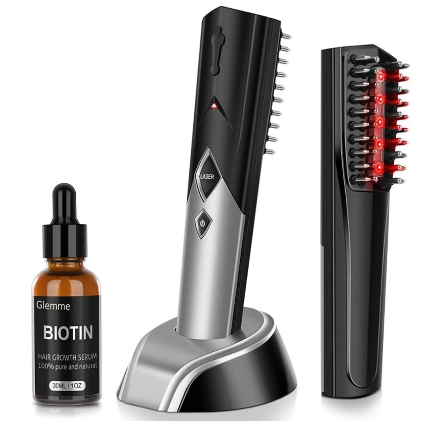 Laser Hair Growth Comb Brush with Biotin Hair Growth Serum for Hair Loss
