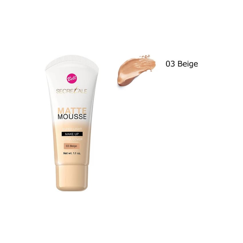 بيل كريم أساس بغطاء إضافي مات موس سوبر لايت - 03 بيج | makeup | flormar | foundation | d5%