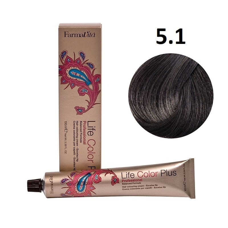 صبغة شعر لايف كولور 5/1 من فارمافيتا بني فاتح رمادي 100 مل | hair-color | farmavita