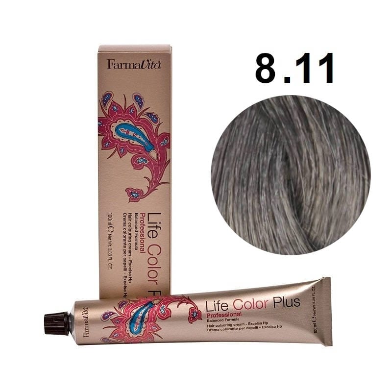 صبغة شعر لايف كولور 8/11 من فارمافيتا أشقر رمادي كثيف 100 مل | hair-color | farmavita