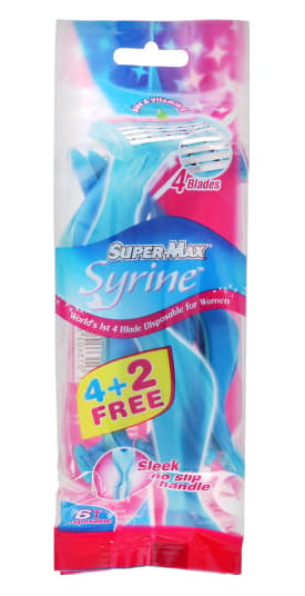 Syrine 4 Blade Disposable Razors For Women 6 Pack