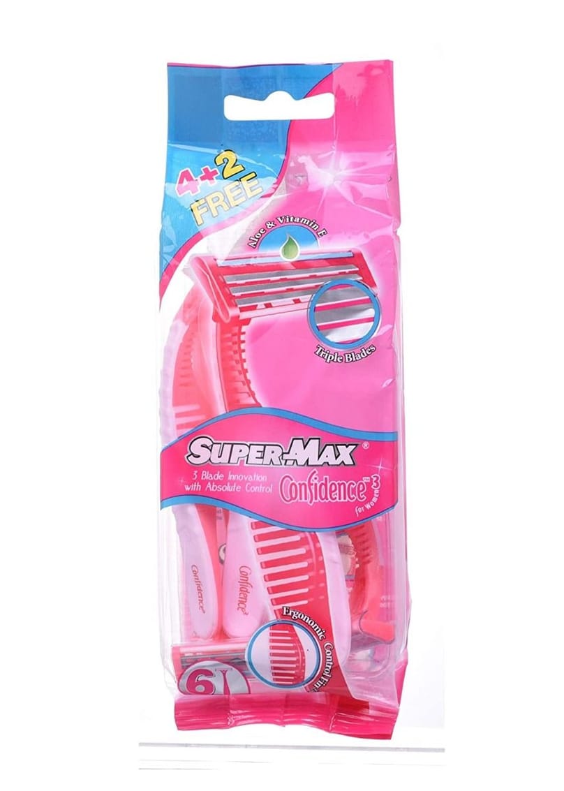 Super-Max Confidence Disposable Razor For Women, 6 Pieces