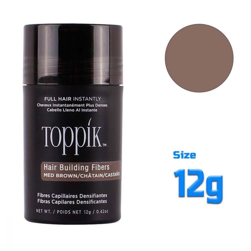 ألياف توبك بني متوسط 12 جرام لبناء الشعر الطبيعي | hair-fiber | hair-styling | toppik | toppik-12