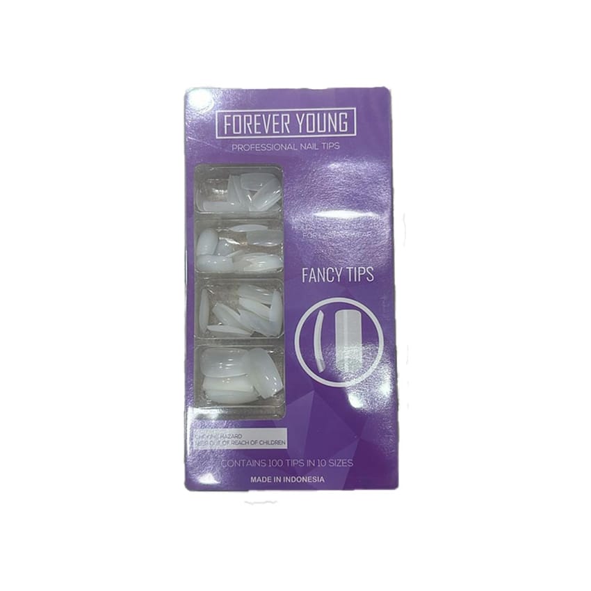 FOREVER Fake Nails Square White Natural 100 Pieces 10 Sizes