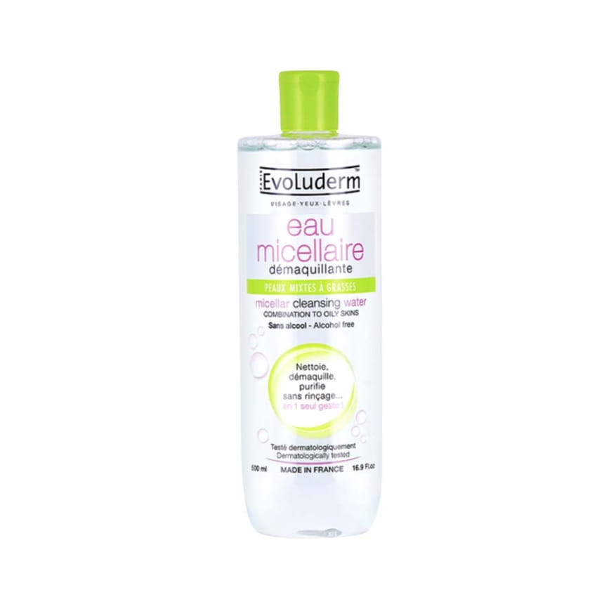 Evoluderm Micellar Cleansing Water For Combination Oily Skin 500Ml