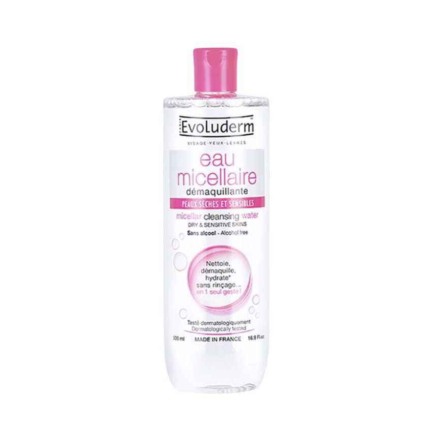 Evoluderm Micellar Cleansing Water For Dry & Sensitive Skin 500Ml