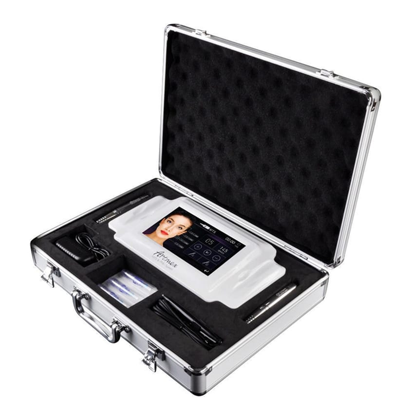 Tattoo Microblading Device with Digital Screen and 2 Tattoo Pens Professional Salon 7 Inch Touch Screen Permanent Makeup Tattoo Machine Eyebrow Lip Rotary Pen Artmex V8 MTS&PMU System 2pcs El