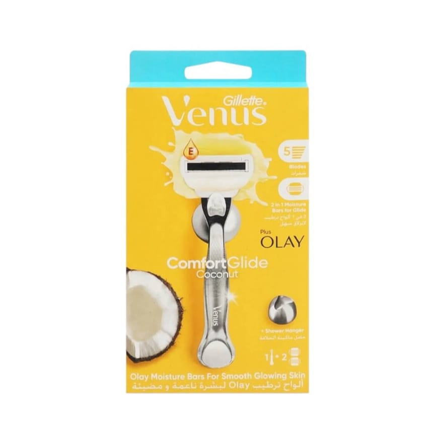 Gillette Venus Comfortglide with Olay Coconut Womens Razor Handle Blade Refills Silver 2 Count product thumbnail 2