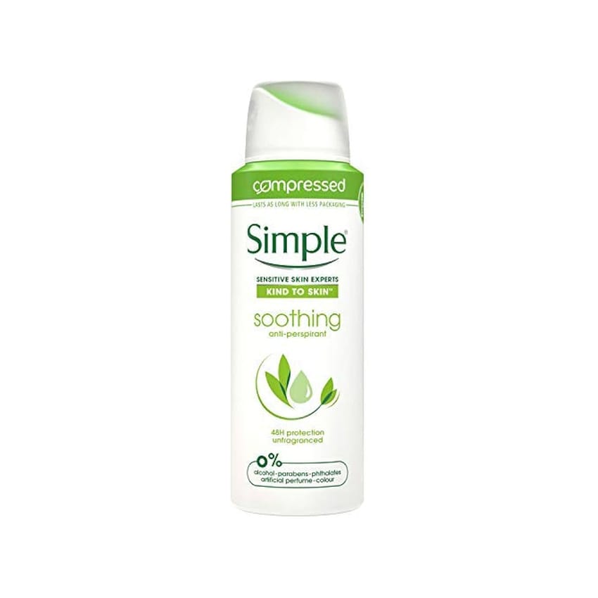 Simple Soothing 48h protection against sweat and odour Anti-perspirant Deodorant Aerosol unfragranced deodorant spray 125 ml product thumbnail 2