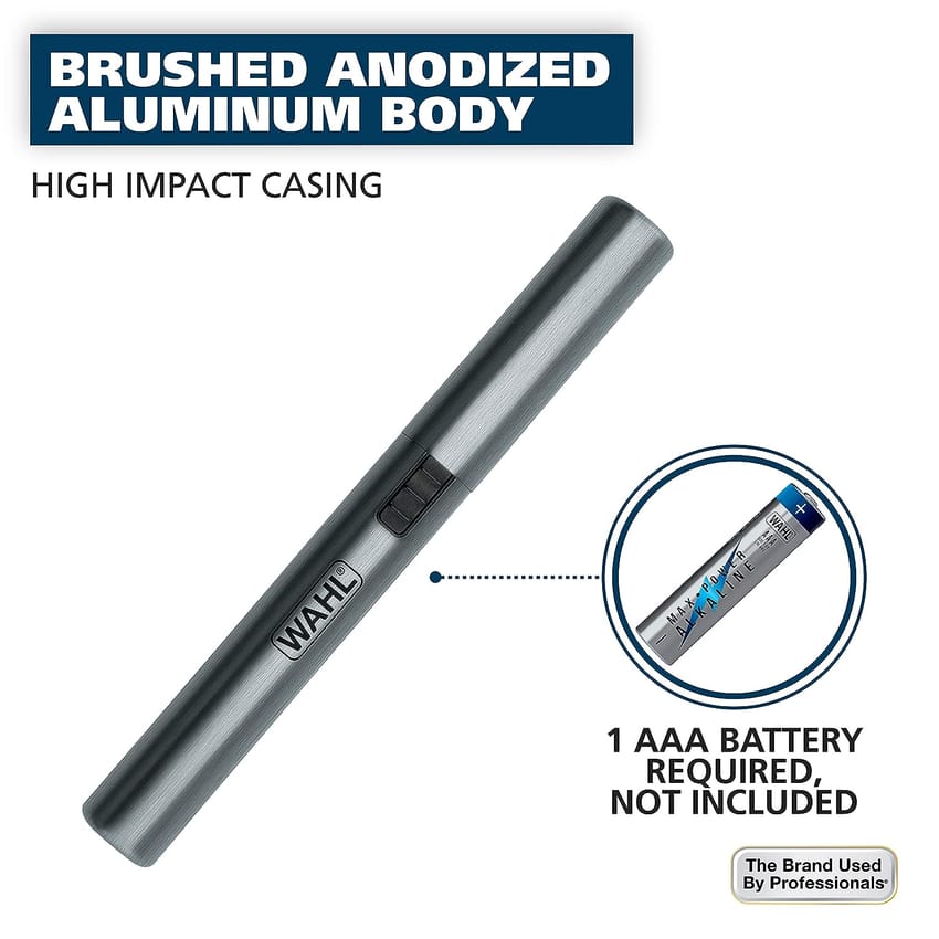 Wahl Micro Groomsman Battery Personal Trimmer & Detailer for Hygienic Grooming with Rinseable, Interchangeable Heads for Eyebrows, Neckline, Nose, Ears, & Other Detailing product thumbnail 3