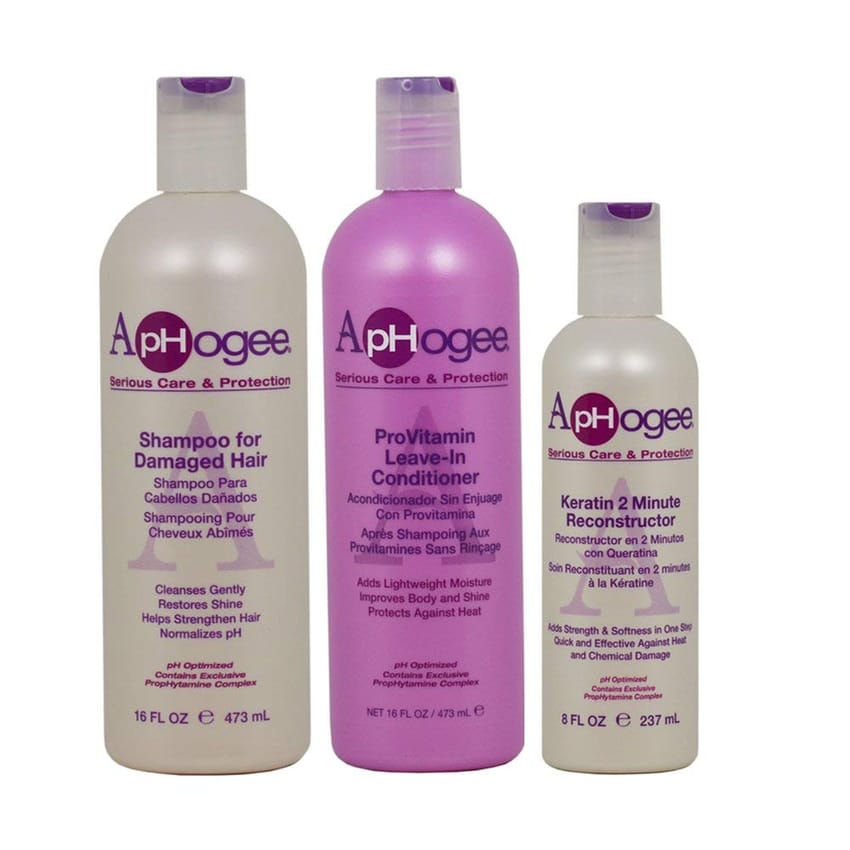 ApHogee Shampoo for Damaged Hair 480ml ProVitamin Leave-In Conditioner 480ml Keratin 2 Minute Reconstructor 236ml Set