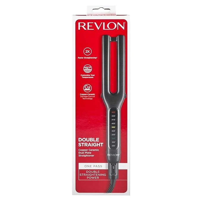 Revlon Double Straight Copper Ceramic Dual Plate Hair Straightener | Faster Styling and Reduced Damage