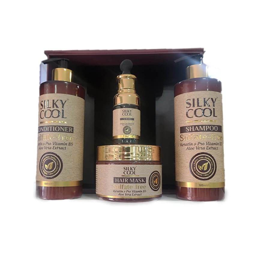 Silky Cool Kit Shampoo Conditioner Mask Serum Sulfate Free