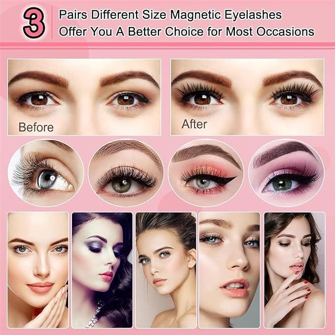 8D Quantum Magnetic Eyelash Partner Set, 8D Quantum Magnetic Eyelashes with Soft Magnet Technology, Reusable Magnetic Eyelashes Partner Set No Glue with Eyelashes Clip (KS01-4) product thumbnail 3