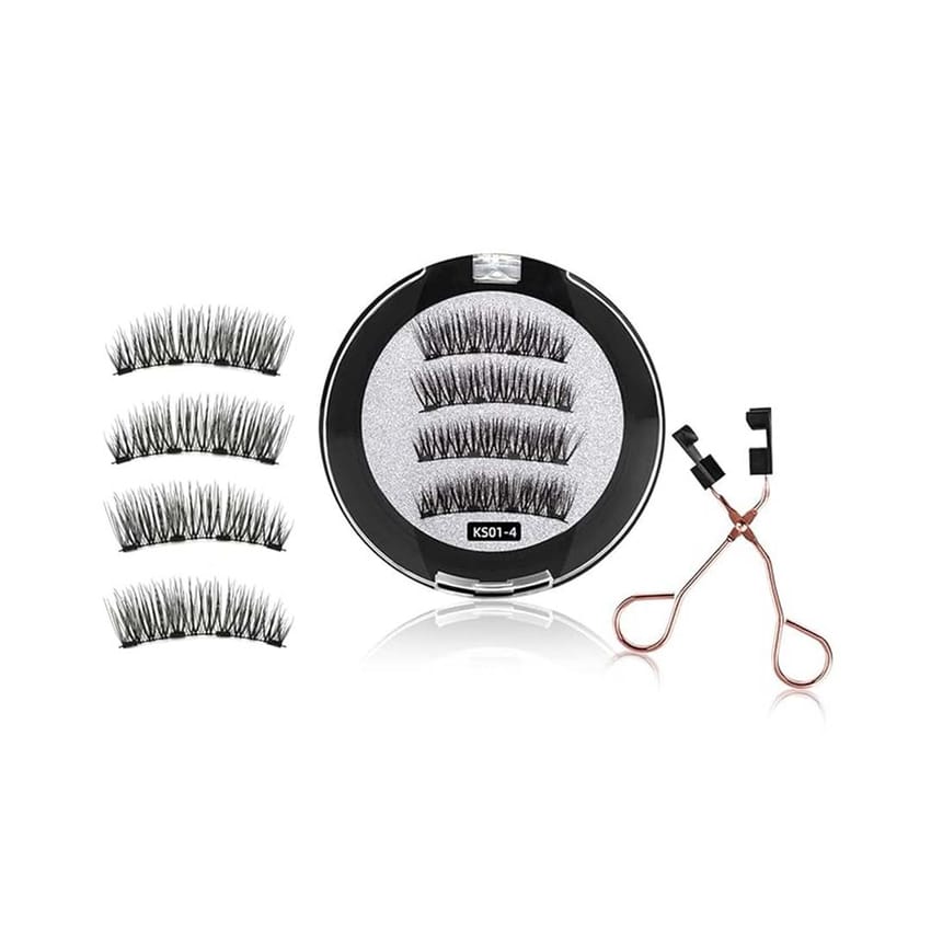 8D Quantum Magnetic Eyelash Partner Set, 8D Quantum Magnetic Eyelashes with Soft Magnet Technology, Reusable Magnetic Eyelashes Partner Set No Glue with Eyelashes Clip (KS01-4)