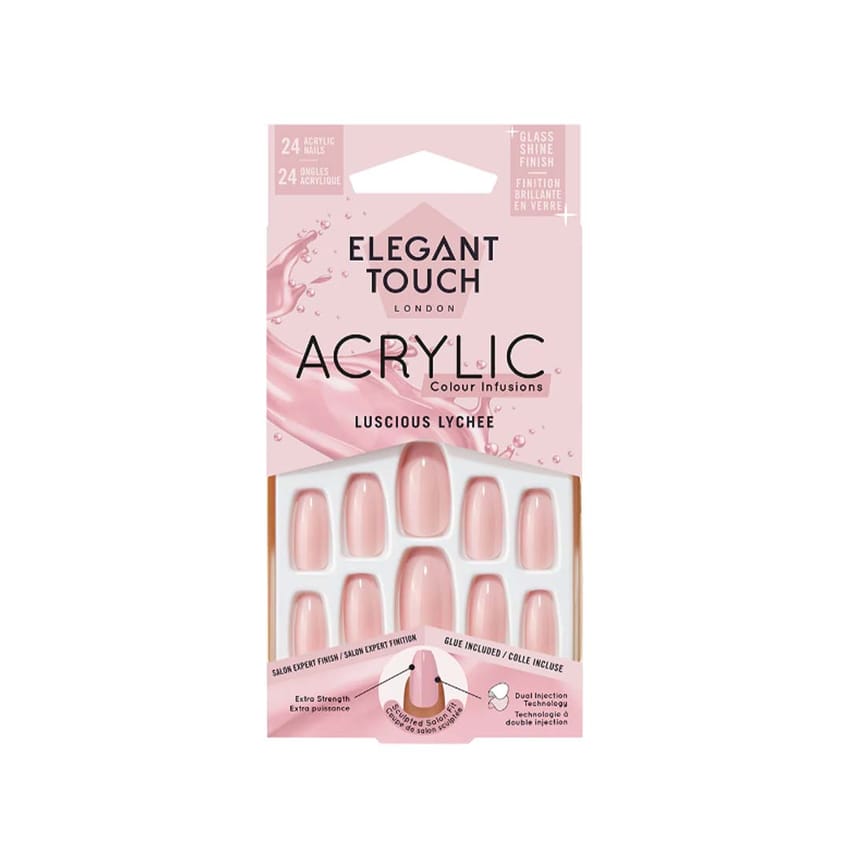 ELEGANT TOUCH FALSE NAILS ACRYLIC COLOUR INFUSIONS - LUSCIOUS LYCHEE