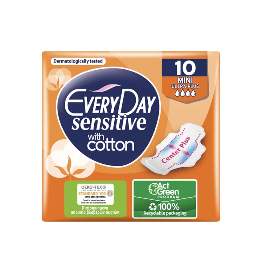 EVERYDAY PADS ULTRA PLUS SENSITIVE WITH COTTON MINI X 10 | tools | womens-personal