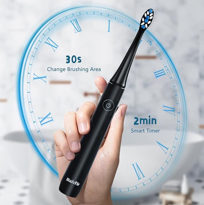 BAHFIR Sonic Electric Toothbrush 8 Repalcement Heads & Travel Case 5 molds and Black Adult Electric Toothbrush, as Dentist Rechargeable with Timer 1 Time Charge 60 Days product thumbnail 4