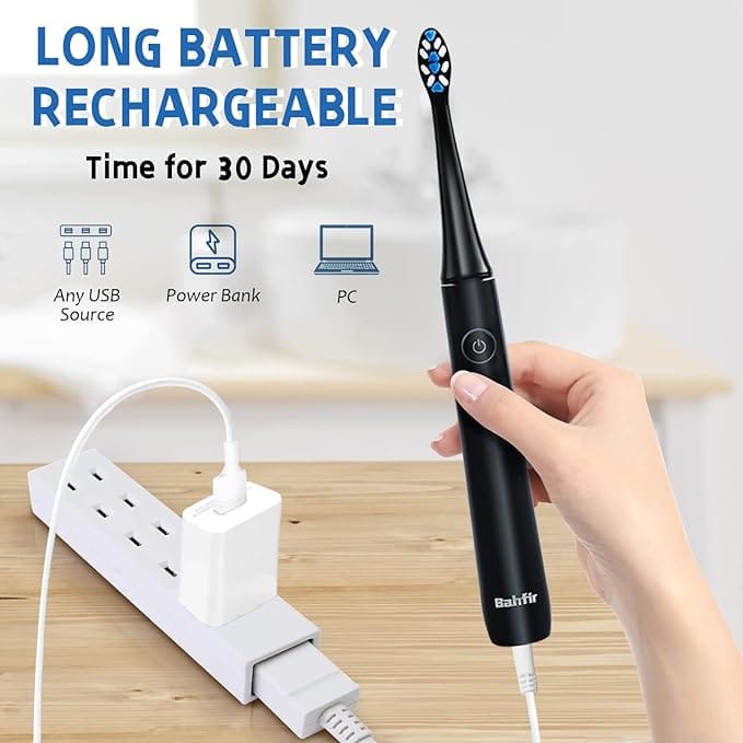 BAHFIR Sonic Electric Toothbrush 8 Repalcement Heads & Travel Case 5 molds and Black Adult Electric Toothbrush, as Dentist Rechargeable with Timer 1 Time Charge 60 Days product thumbnail 2
