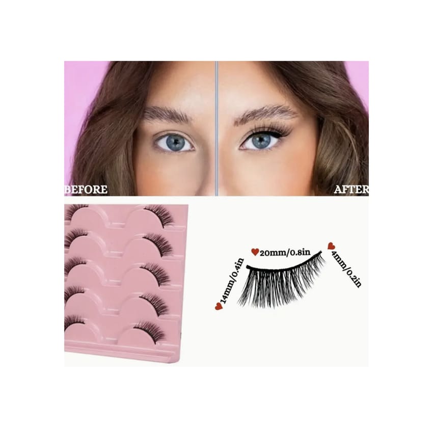 7 Pairs Half Eye Side Eyelashes Thick Fluffy Cat Eye Faux Mink False Eyelashes, Short And Long Volume Lashes product thumbnail 2