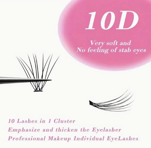 Lash Cluster 10D, Large 12 Row Set, 8-16mm Single Cluster Eyelashes , Light And Soft, For Natural Makeup Look product thumbnail 3