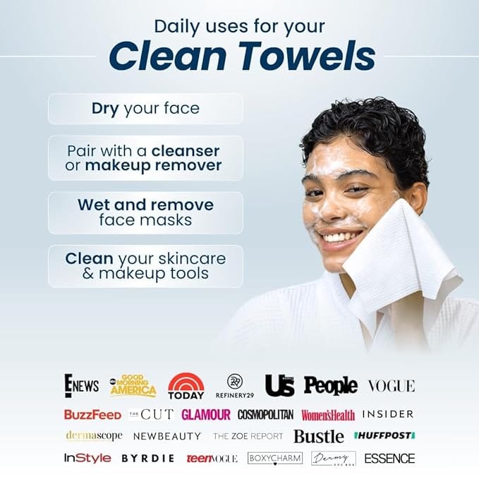 Clean Skin Club Clean Towels XL, 100 USDA Biobased Face Towel, Disposable Face Towelette, Makeup Remover Dry Wipes, Ultra Soft, 50 Ct, 1 Pack product thumbnail 2