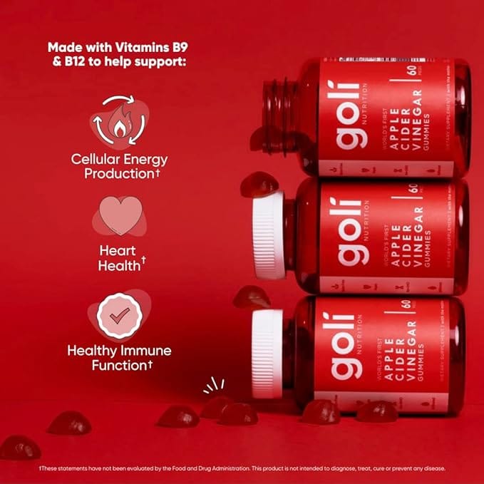Goli Apple Cider Vinegar Gummy Vitamins - 60 Count - Vitamin B12, Gelatin-Free, Gluten-Free, Vegan & Non-GMO product thumbnail 3