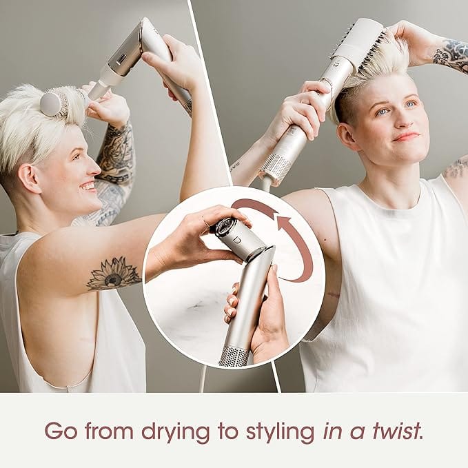 Shark Ninja HD430 FlexStyle Air Styling & Drying System, Powerful Hair Dryer Brush & Multi-Styler with Auto-Wrap Curlers, Paddle Brush, Oval Brush, Concentrator Attachment, Stone product thumbnail 4