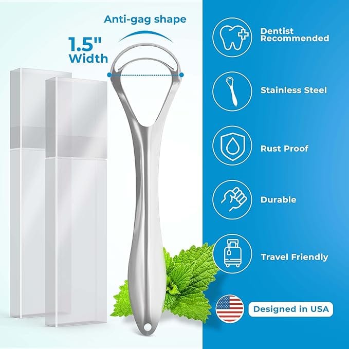 Tongue Scraper for Adults Reduce Bad Breath Stainless Steel Tongue Cleaners 100 Metal Tongue Scraper with Case Fresh Breath Tongue Cleaner Oral product thumbnail 5