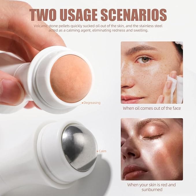 Oil Absorbing Volcanic Roller, Portable Reusable Oil-Resistant Face Roller, Oil Control Natural Stone Facial Tool, Suitable for Traveling at Home or Going Conduct for Skin Massage product thumbnail 3