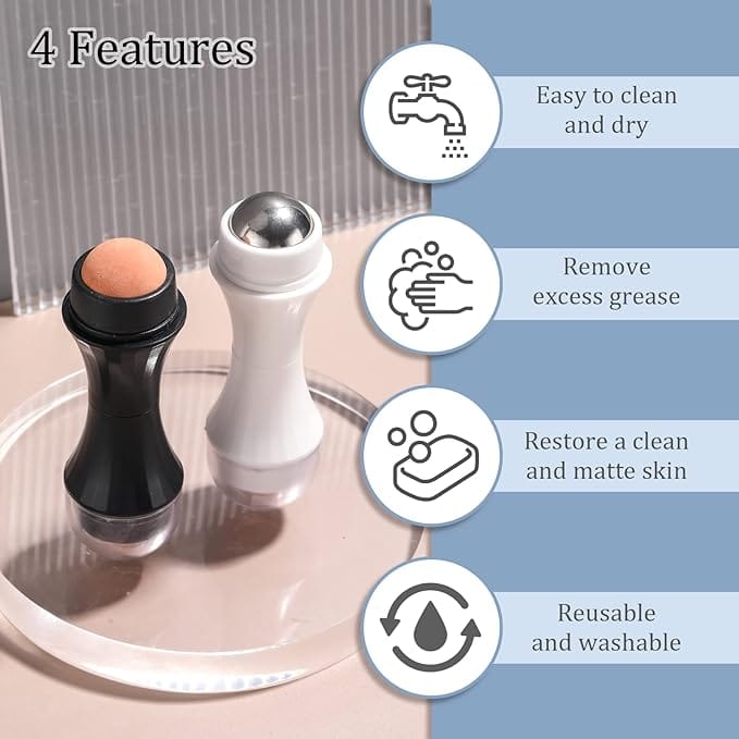Oil Absorbing Volcanic Roller, Portable Reusable Oil-Resistant Face Roller, Oil Control Natural Stone Facial Tool, Suitable for Traveling at Home or Going Conduct for Skin Massage product thumbnail 5