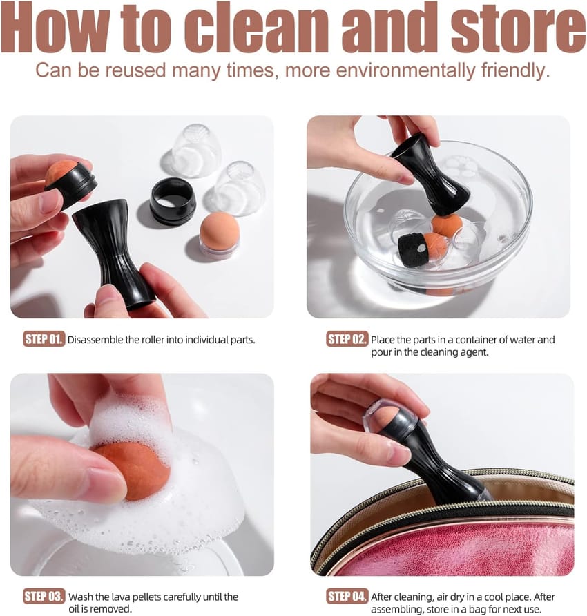 Oil Absorbing Volcanic Roller, Portable Reusable Oil-Resistant Face Roller, Oil Control Natural Stone Facial Tool, Suitable for Traveling at Home or Going Conduct for Skin Massage product thumbnail 2
