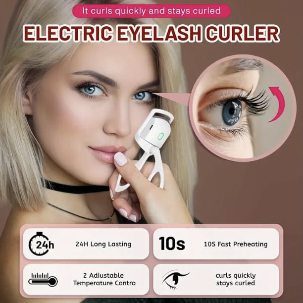Electric Eyelash Curler, Heated Lash Curling Tool, Long-Lasting Curl, Quick Preheat 10 Seconds, 2 Adjustable Temperature Settings, Portable For Travel & On-the-Go Makeup Heated Eyelash Curler product thumbnail 4
