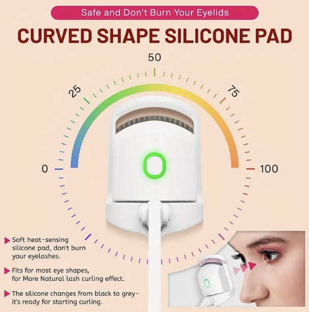 Electric Eyelash Curler, Heated Lash Curling Tool, Long-Lasting Curl, Quick Preheat 10 Seconds, 2 Adjustable Temperature Settings, Portable For Travel & On-the-Go Makeup Heated Eyelash Curler product thumbnail 6