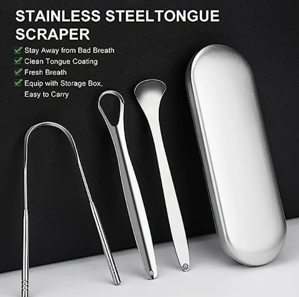 Stainless Steel Tongue Cleaner Set Metal Tongue Scrapers for Adults and Children Ergonomic Design for Oral Hygiene and Fresh Breath Dental Care Kit 3 Piece product thumbnail 5