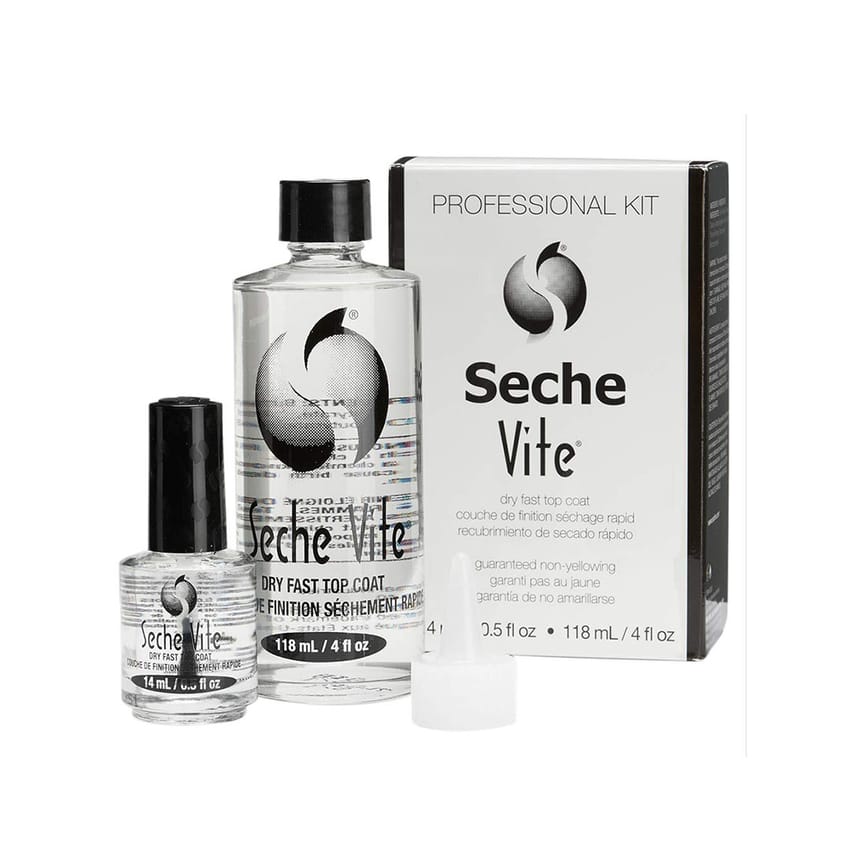 Seche Vite Dry Fast Top Coat Professional Kit Refill 118ml Big Bottle with Free Top Coat 14ml